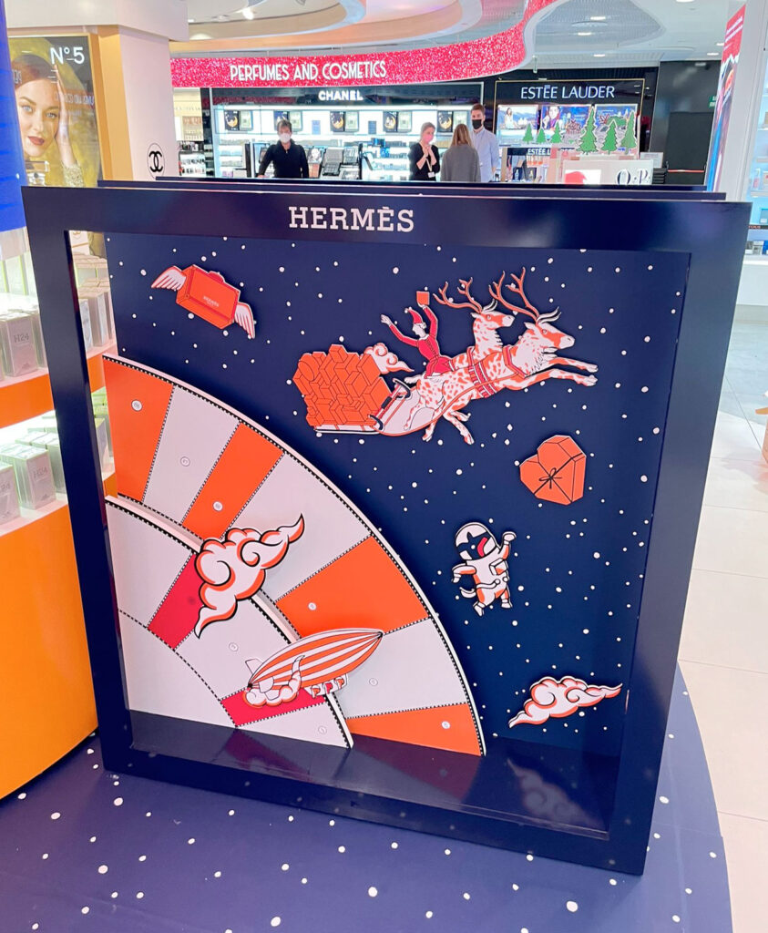 Travel retail action for Hermès París Christmas 2021